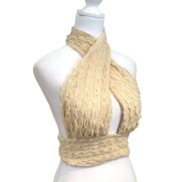 Princess Polly NWT Chayse Ruffle Halter Top Beige - Picture 4 of 7